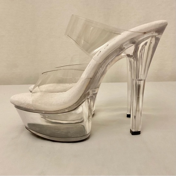Ellie Stripper Dancer Heels Shoes 6” Double Strap Transparent Clear Women’s Sz 8 - Picture 11 of 11